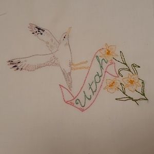 Vintage Hand Stitched Utah State Bird & Flower